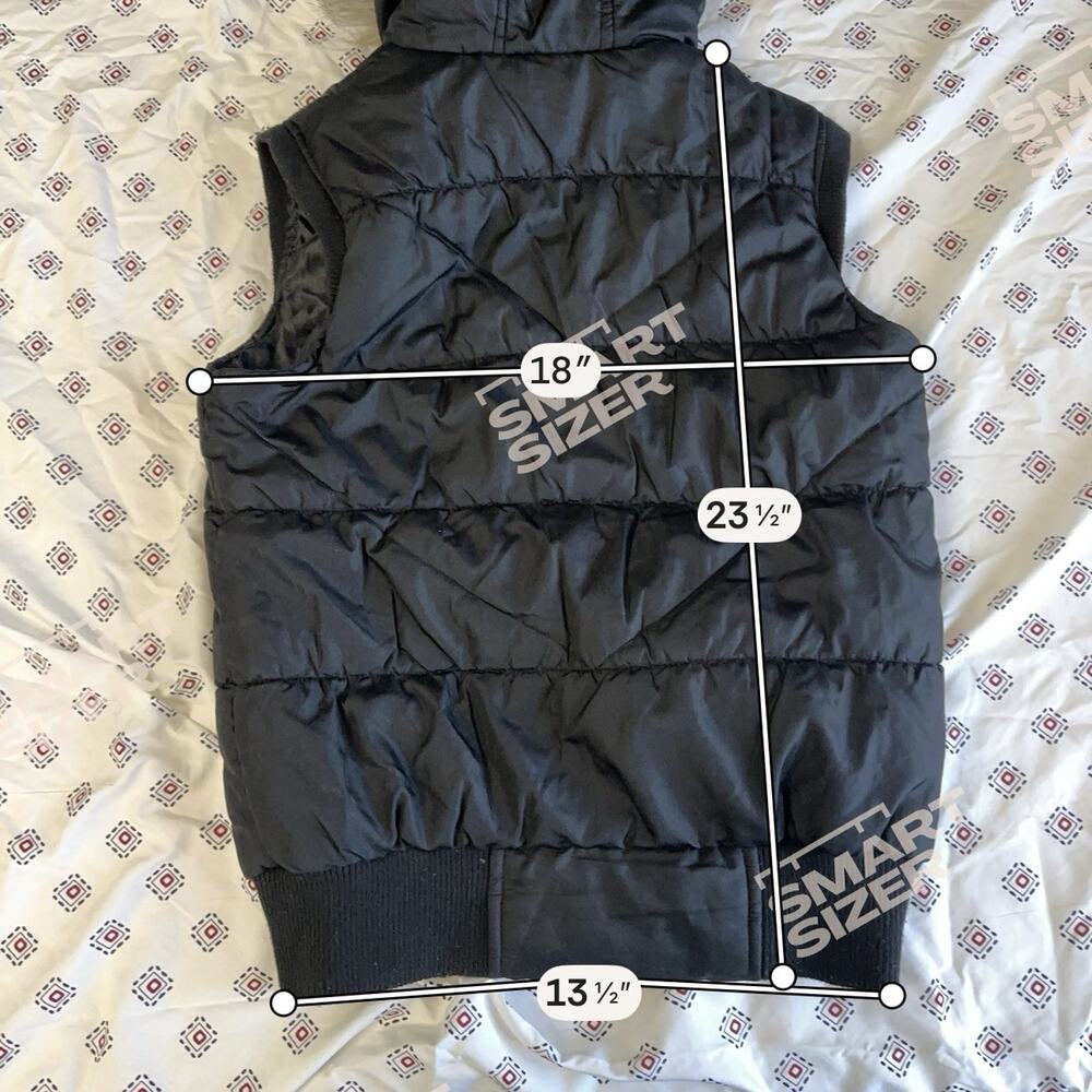 new look Women's Y2K 2000s medium vest fur hood puffer coat black pockets zip up - Picture 3 of 3